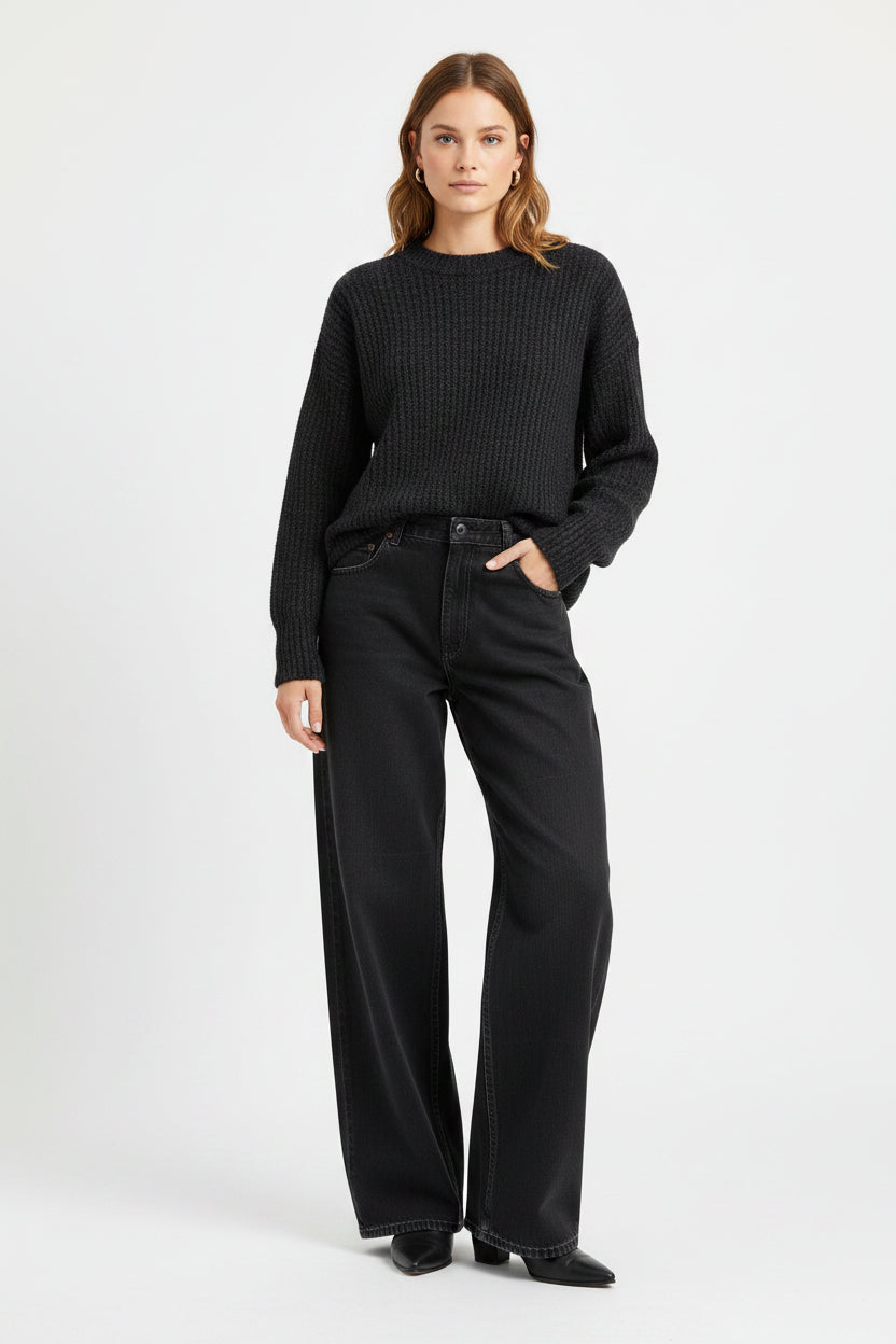 Calça Jeans Collybus Wide Leg Baggy - Black Denim Premium
